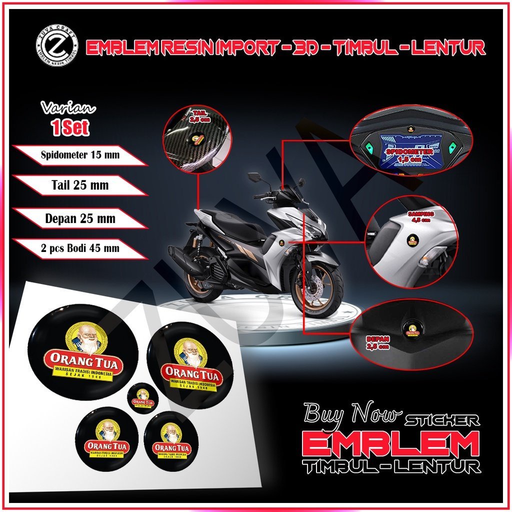 STIKER MOTOR 1 SET STIKER MOTOR LOGO ORANG TUA STIKER NMAX STIKER AEROX STIKER EMBLEM NMAX AEROX LEX