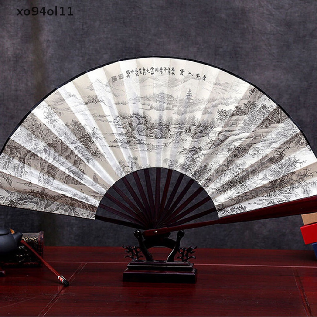 Xo 1pcs Kipas Angin Lipat Imlek Chinese Paing Pattern Polyester Fan Style Random OL