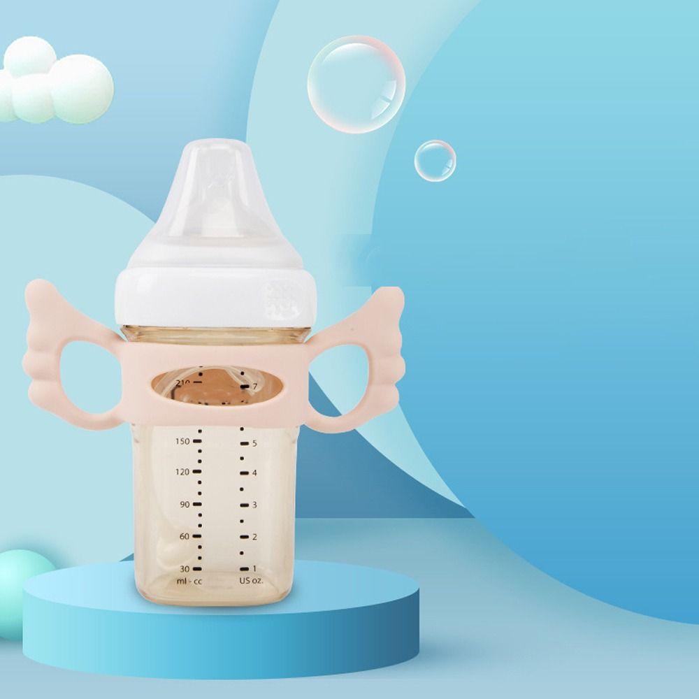 Needway Pegangan Botol Bayi Lucu Pelindung Dapat Digunakan Kembali Silikon Perlengkapan Menyusui Bayi Leher Lebar Bentuk Sayap Pegangan Cangkir Air