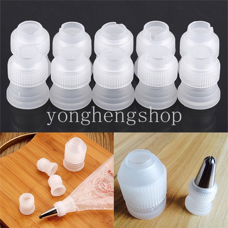 10pcs/set Konverter Mulut Dekorasi Plastik Icing Piping Tip Adaptor Kembang Gula Pastry Tips Konektor Nozzle Baking Kue Alat Dekorasi