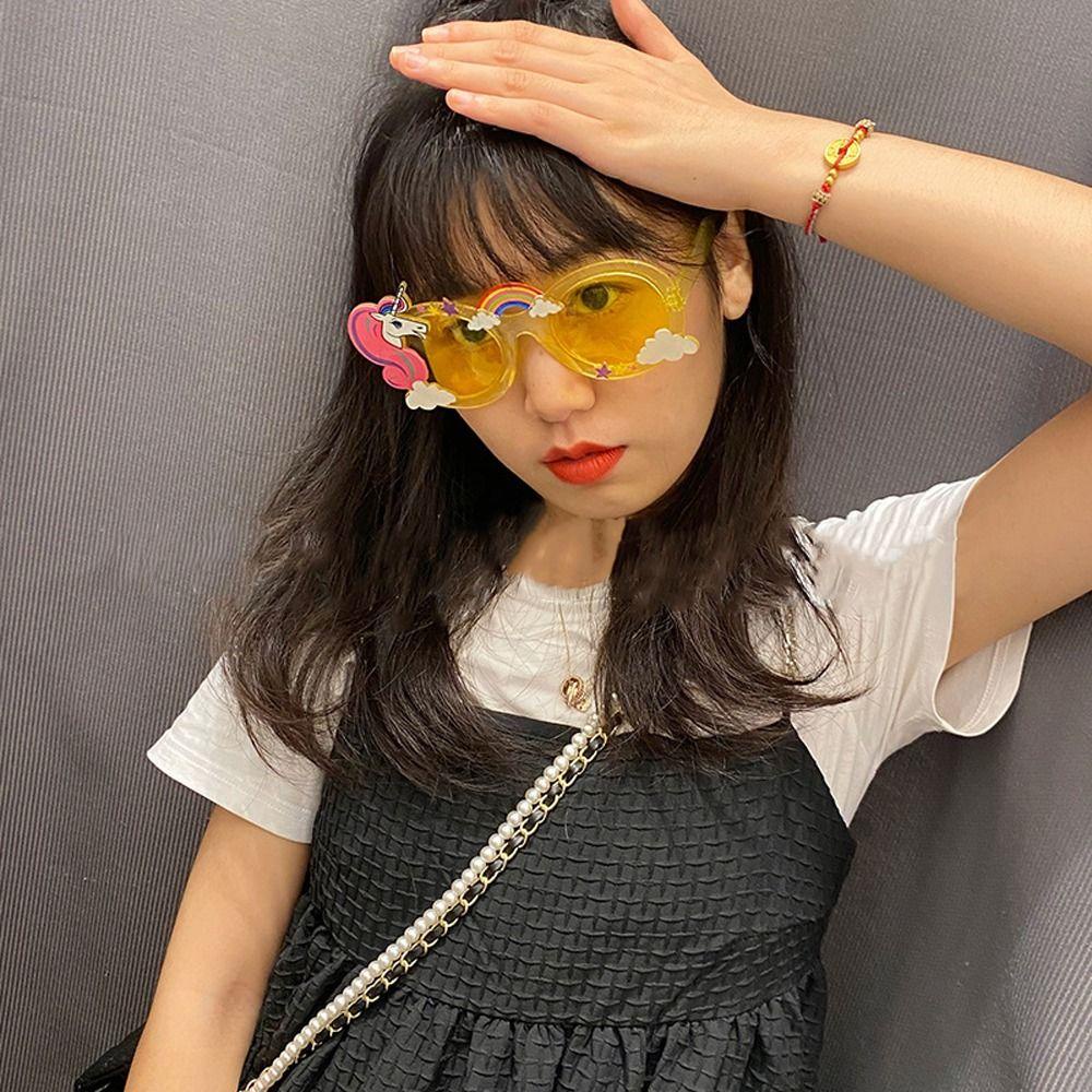 Mxbeauty Kacamata Anak Perempuan Unicorn Lucu Kartun Photograph Dekorasi Kacamata Mengkilap Transparan Gaya Korea Eyewear Dekorasi Pesta