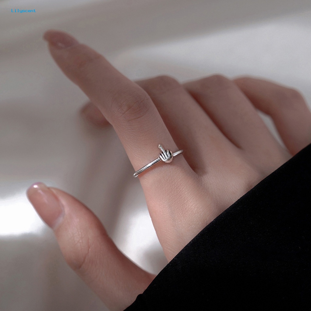 Lilyscent Hypoallergenic Jari Cincin Fashion Perhiasan Lucu Jari Tengah Pria Wanita Cincin Hip Hop