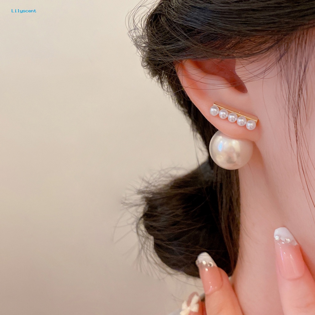 Lilyscent 1pasang Pesona Tahan Pudar Anting Perhiasan Aksesori Hypoallergenic Mutiara Imitasi Stud Earrings Eye-catching