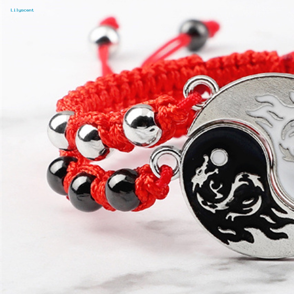 Lilyscent 1pasang Nyaman Memakai Manik-Manik Gelang Hadiah Hari Valentine Gelang Perhiasan Pesta Club Memakai Tali Nilon