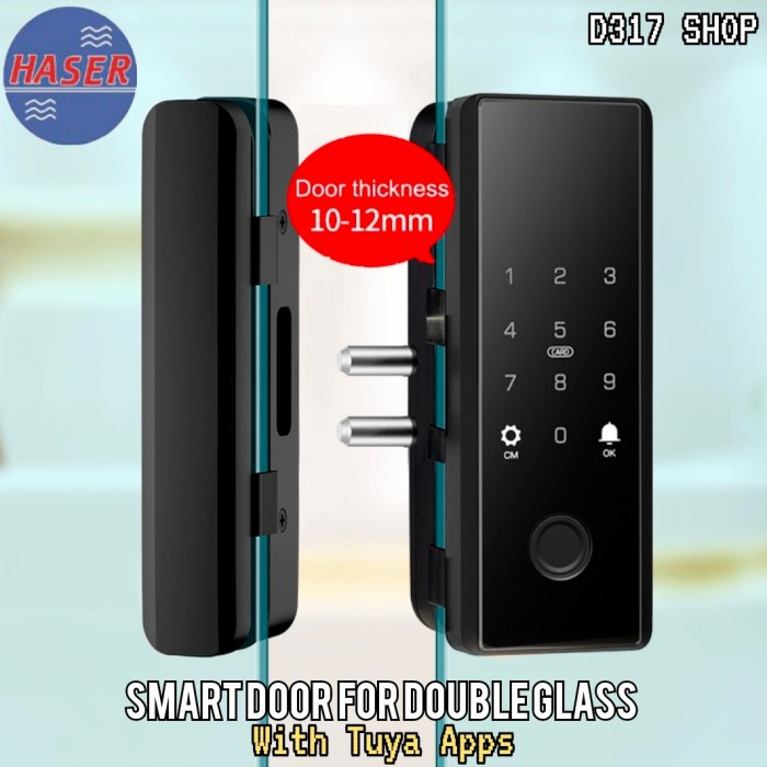 

Haser Smart Door lock G4 untuk pintu kaca / double glass door tuya app