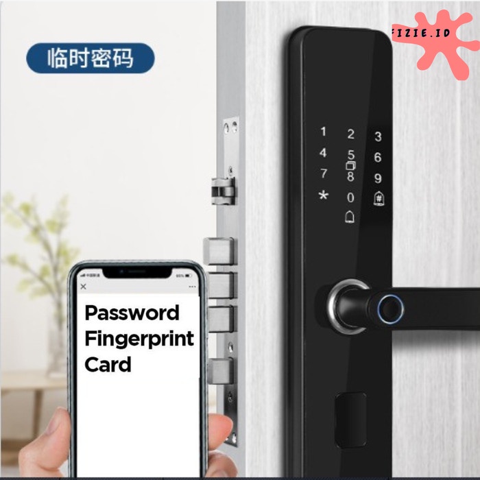 

smart home fingerprint smart door lock handle kunci pintu digital - NO APLIKASI