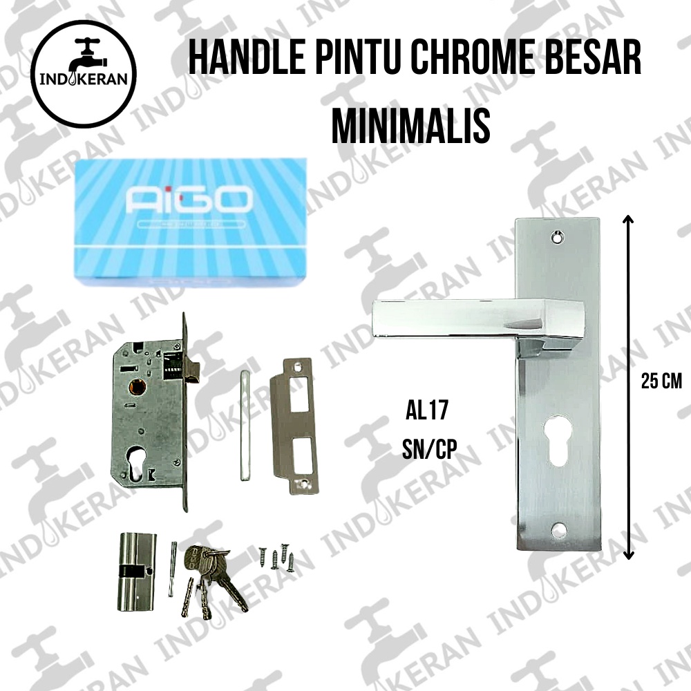 INDOKERAN - Handle Pintu Silver Chrome Kotak Minimalis - Besar