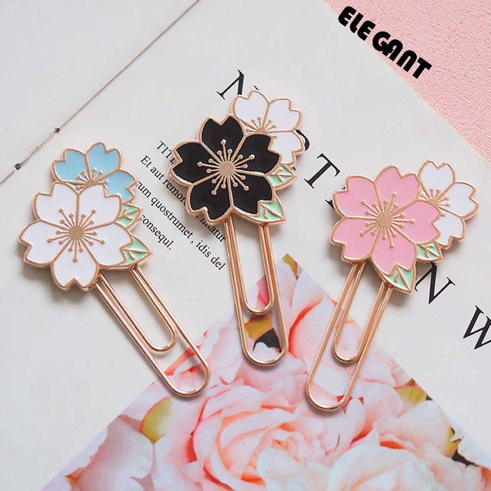 [Elegan] Bookmark Gift Decor Kreatif Warna-Warni Logam Sakura Perlengkapan Kantor Sekolah