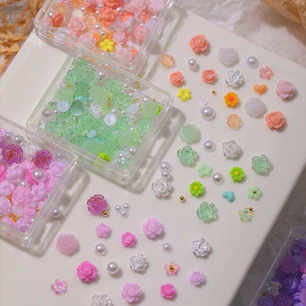 Agustina Bunga Nail Art Dekorasi Wanita Manis Fashion Mutiara DIY Hiasan Kuku 3D Nail Jewelry