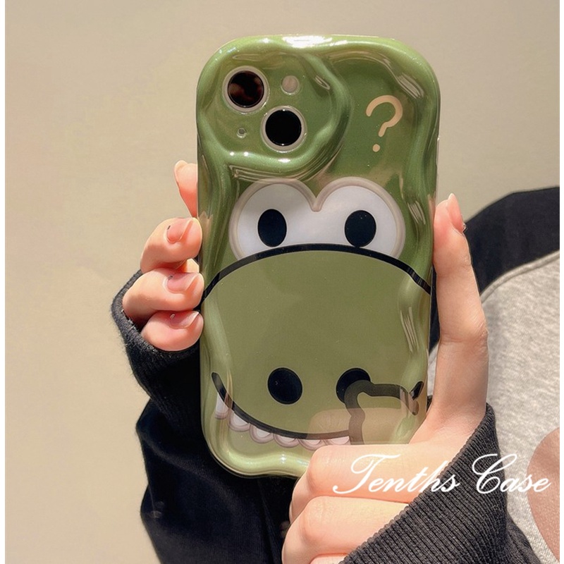 Kompatibel Untuk IPhone14 13 12 11 Pro Max8 7 6 6s Plus X Xr Xs Max SE 2020 Gaya Minimalis Motif Green Hippo Cream Phone Case Soft Back Cover