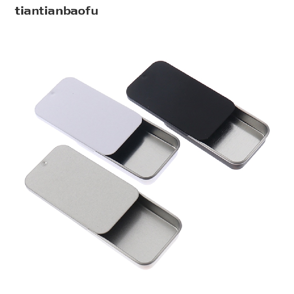 [tiantianbaofu] Mini Tin Box Bins Jar Persegi Panjang Kotak Besi Kosong Portable Lip Cream Penyimpanan Untuk Perhiasan Pernikahan Candy Pill Cases Butik