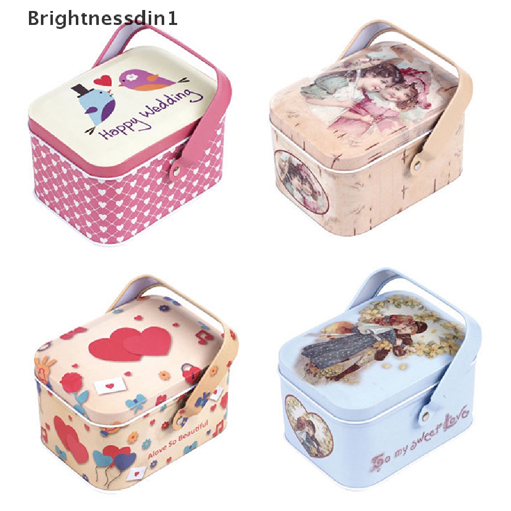 [Brightnessdin1] 1pcs Vintage Koper Kecil Penyimpanan Tin Metal Candy Box Gift Box Cookie Kotak Hadiah Koper Kecil Serba Serbi Organizer Penyimpanan Bisa Butik