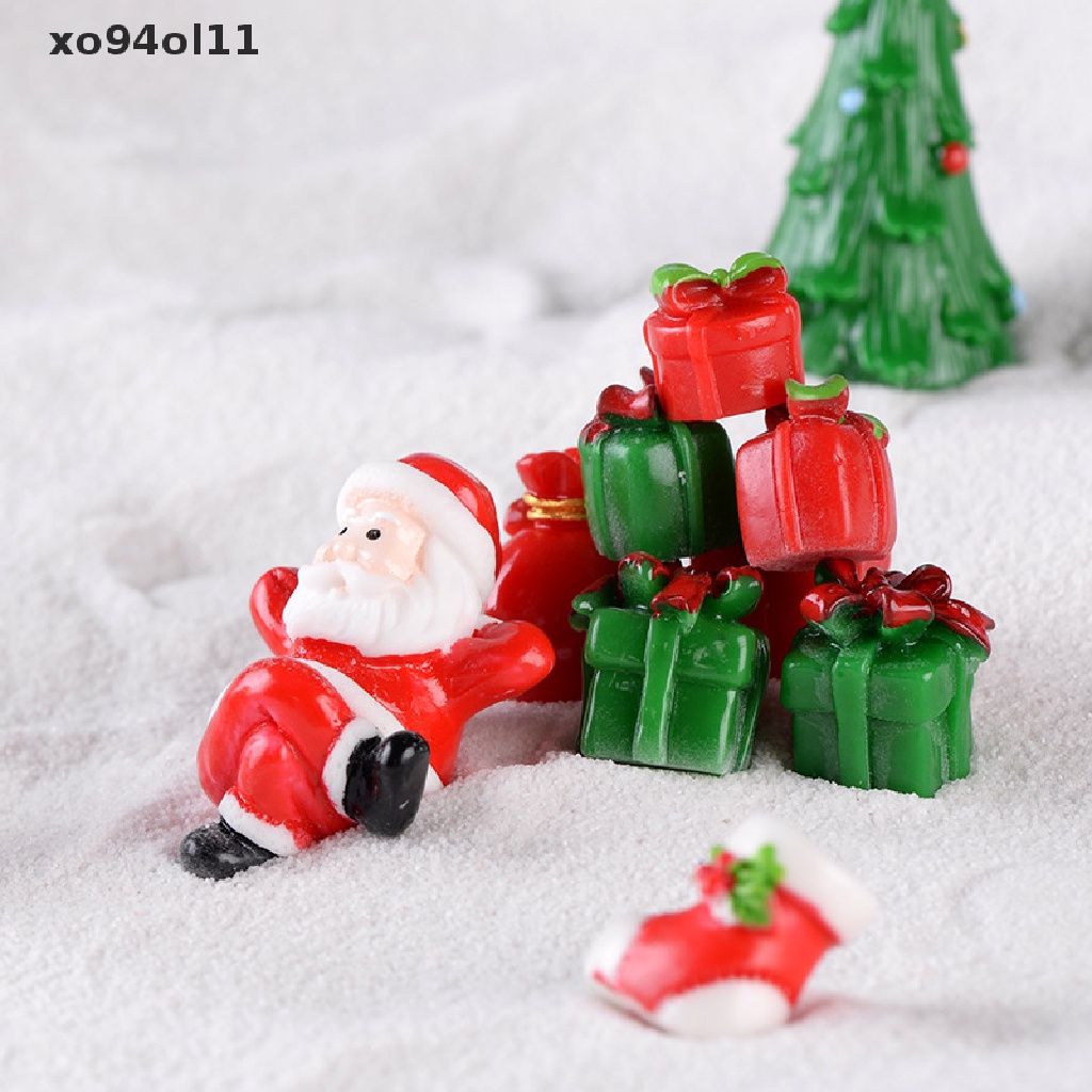 Xo Patung Miniatur Natal Xmas Tree Santa Claus Snowmen Micro Landscapes OL