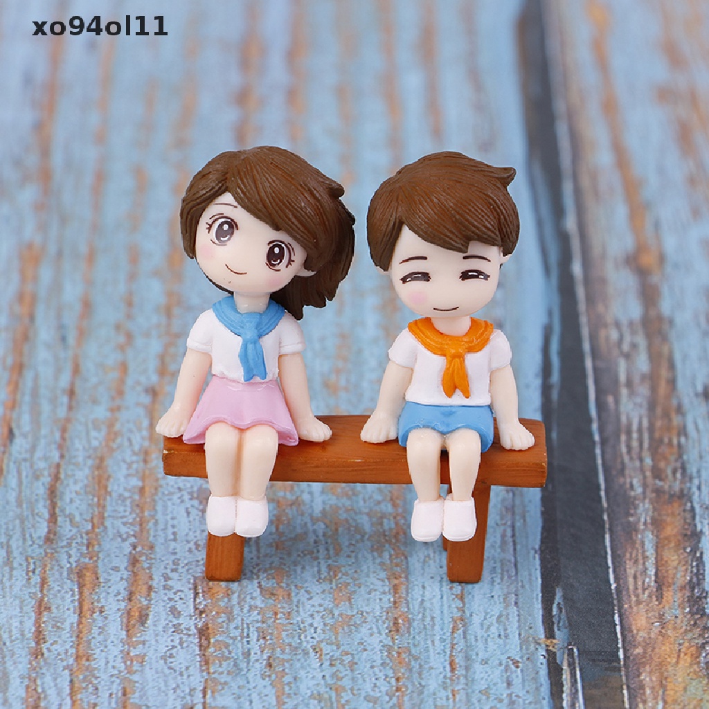 Xo 1set Sweet Couple DIY Patung Miniatur Mini Taman Deco Kursi Lanskap Mikro OL