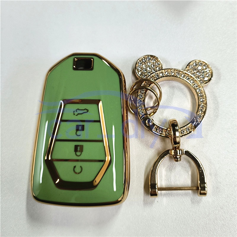 Tpu Key Case Cover Remote Mobil Fob Dengan Gantungan Kunci Untuk Isuzu New DMAX D-MAX MUX MU-X Luxury Gold Edge Edition Pelindung Shell