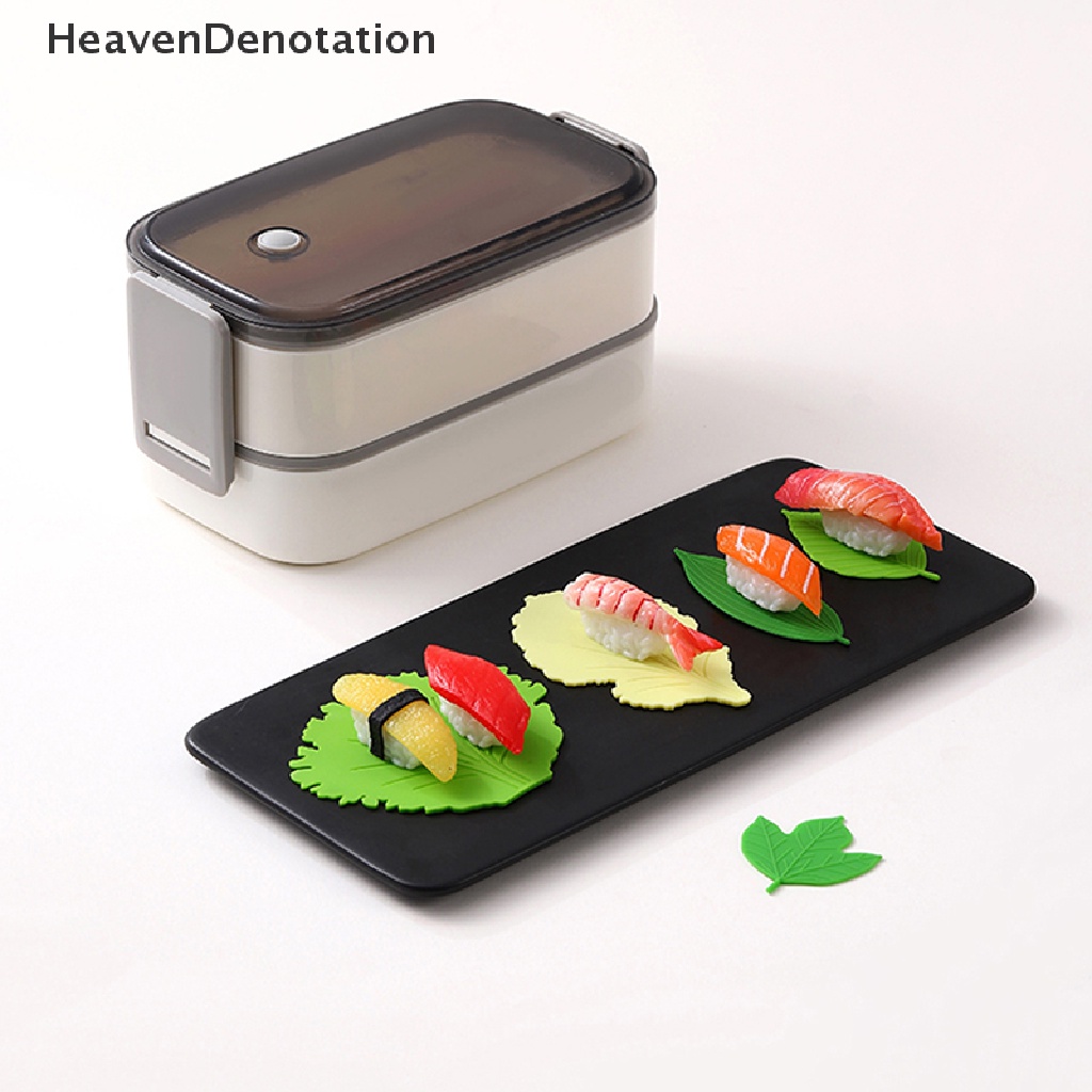 [HeavenDenotation] 1set Daun Bento Dish Cup Pemisah Makan Siang Sushi Rice Ball Mat Decor Aksesoris HDV