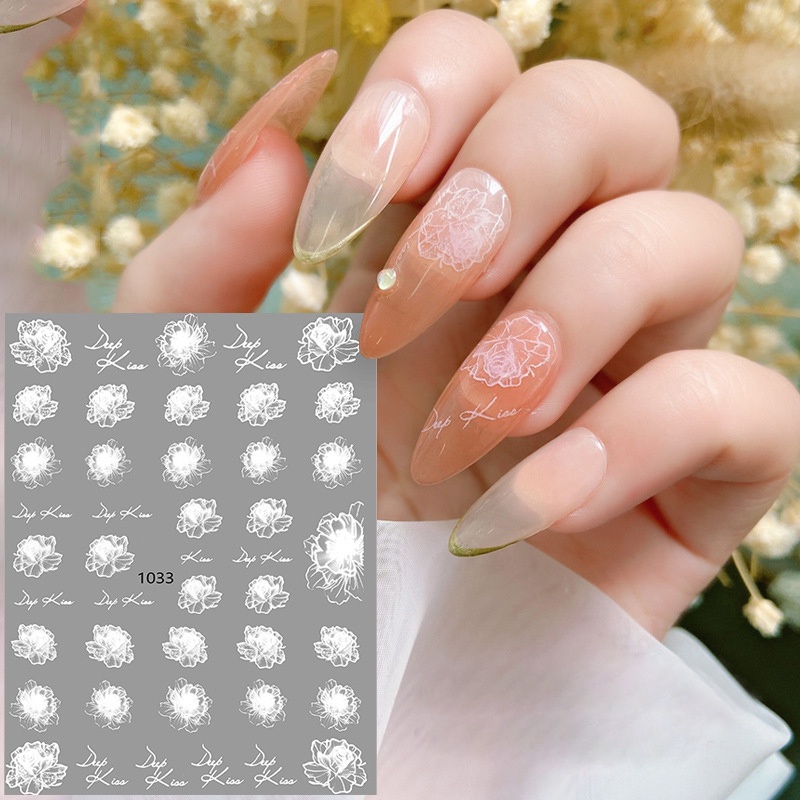 1sheet DIY Self-adhesive Nail Decals Desain Huruf Stiker Multicolor Sederhana Dekorasi Untuk Kuku