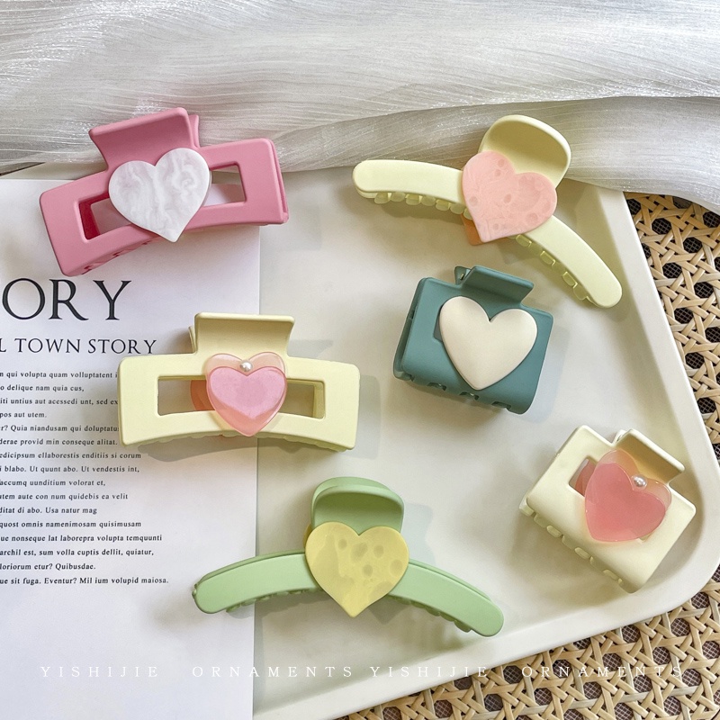 Color Scrub Love Hair Clip Female Large Grabbing Simplicity Jepitan Rambut Hiasan Kepala