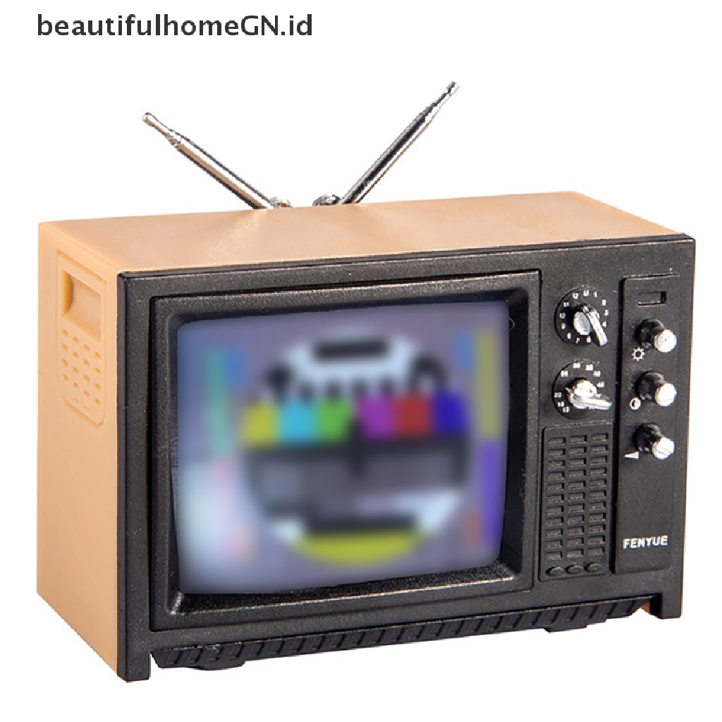 {Cantik} Ornamen Miniatur Rumah Boneka Ornamen Mainan TV Mini retro~