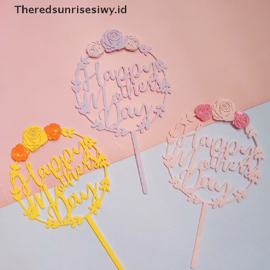 # Kado Mom &amp; PAPA DIY # Topper Kue Hiasan Kue Cake Happy Mother's Day Flower Series Akrilik Untuk Ibu~