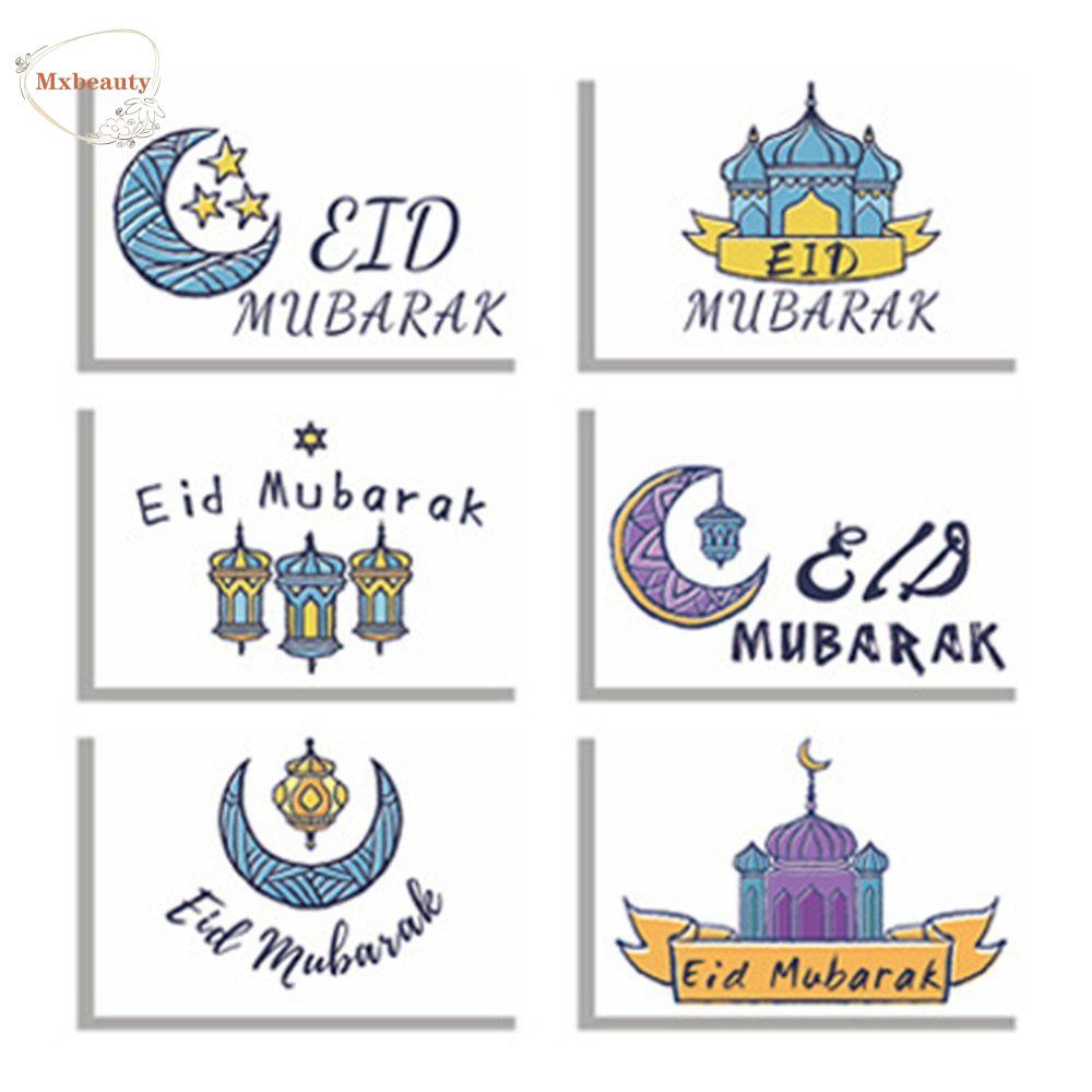 Mxbeauty set Kartu Dan Amplop Lebaran Sahabat 24Pcs/set Kartu Ucapan Islami Bulan Bintang Eid Mubarak Motif Kaya Kartu Eid Mubarak Dengan Amplop