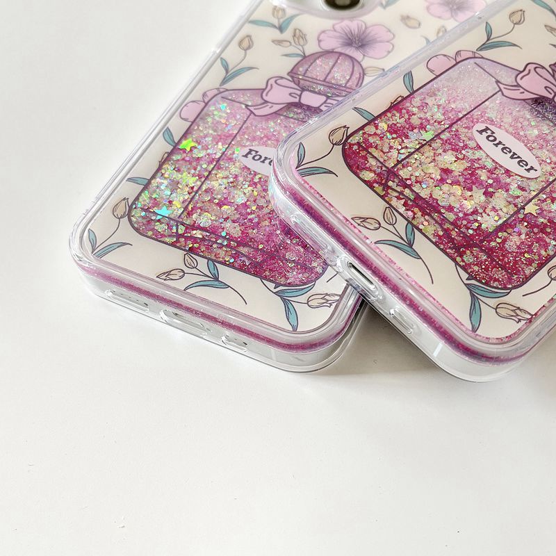 Fashion Quicksand Shine Forever Perfume Girl Woman Soft TPU Case HP iP iPhone 12 13 14 Pro Max 11 FTD Casing Apple