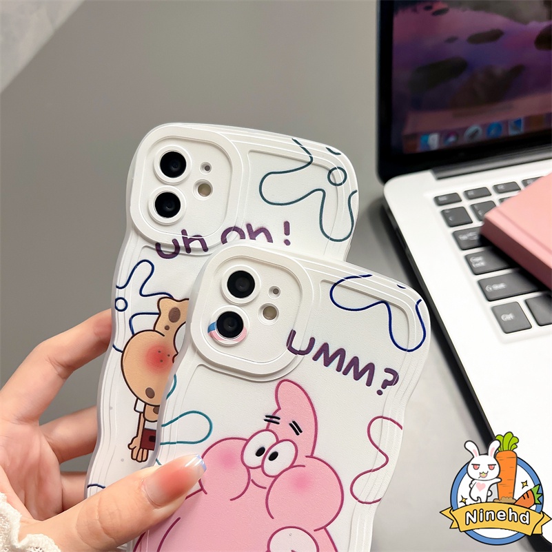 Casing Kompatibel Untuk iPhone14 13 12 11 Pro Max X Xr Xs Max8 7 6 6s Plus SE 2020 Pasangan Lucu Patrick Star Perlindungan Lensa Anti Gores Bening Lembut Silikon Shockproof Phone Case