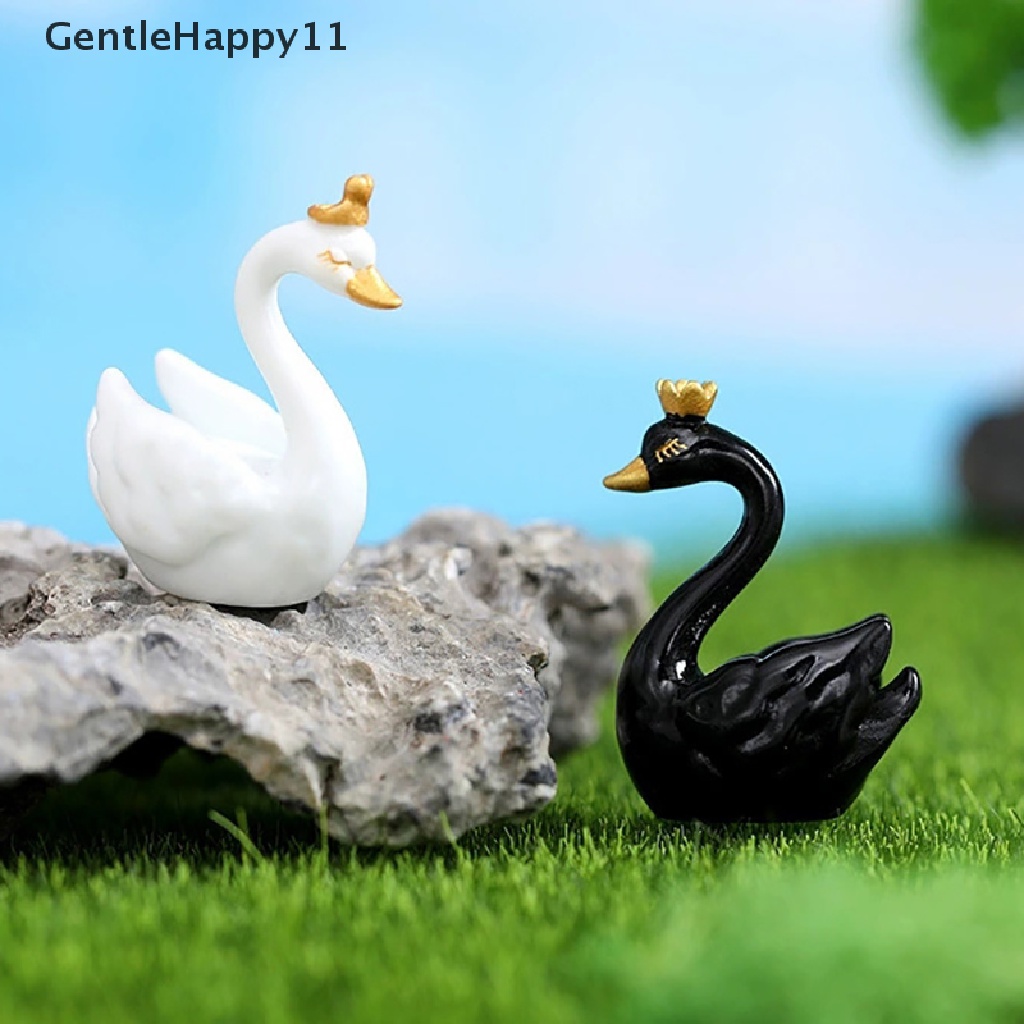 Gentlehappy 1PC Patung Ornamen Pemandangan Mikro Model Swan Untuk Dekorasi Rumah Taman Mobil id