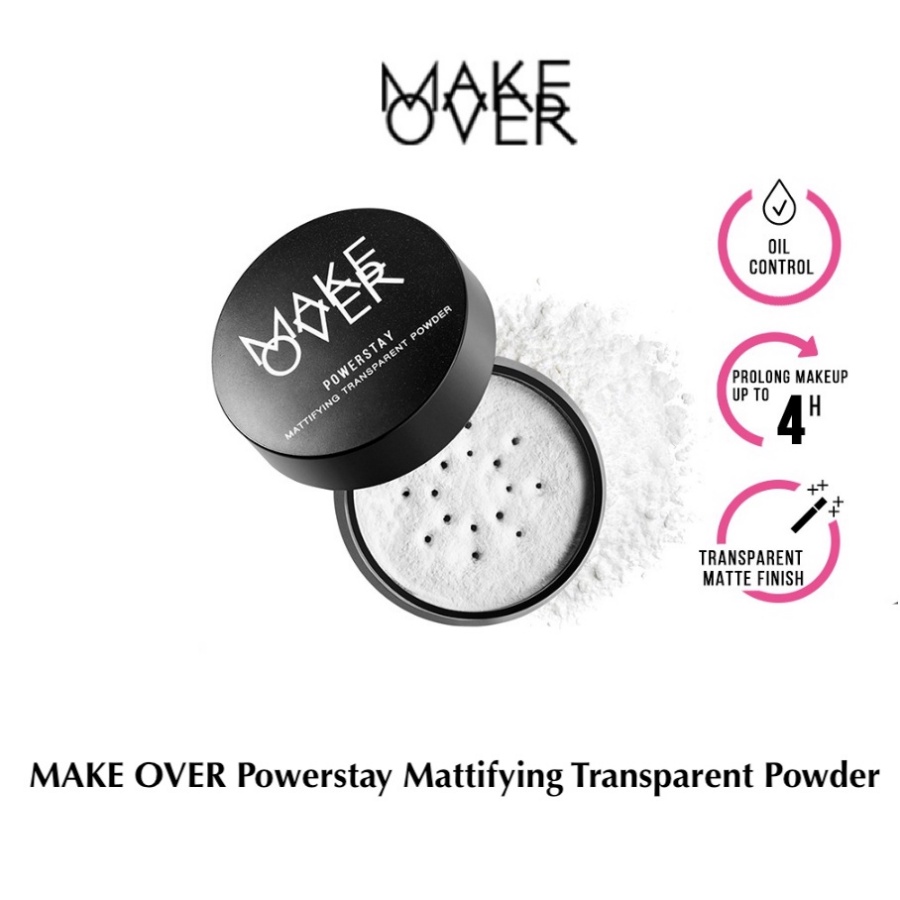 MAKE OVER Powerstay Mattifying Transparent Powder 11 g - Bedak Tabur [ Amaze_Kosmetik ]