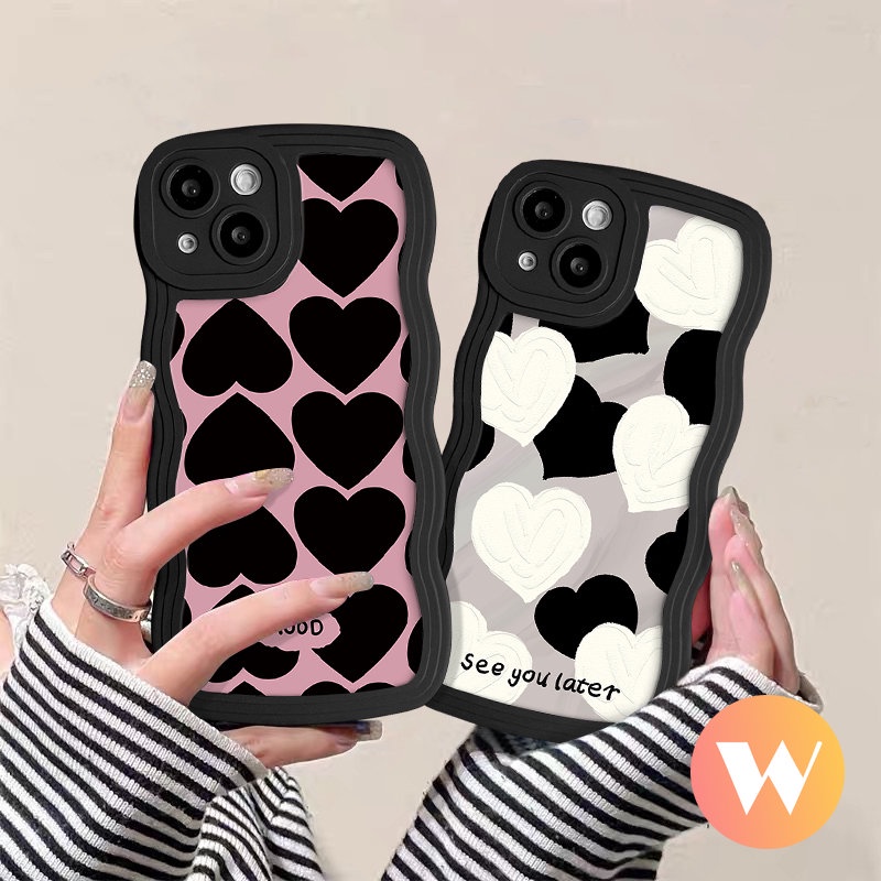 Lembut Tpu Wavy Edge Love Heart Case Redmi Note 10s 10 Pro Max 11s 11 9s 8 9 Redmi 10C A1+A1 9T 9A 9C NFC 12C 10 9 10A POCO M3 X3 NFC Pro Mi 11T Pro INS Art Sarung Lukis Minyak