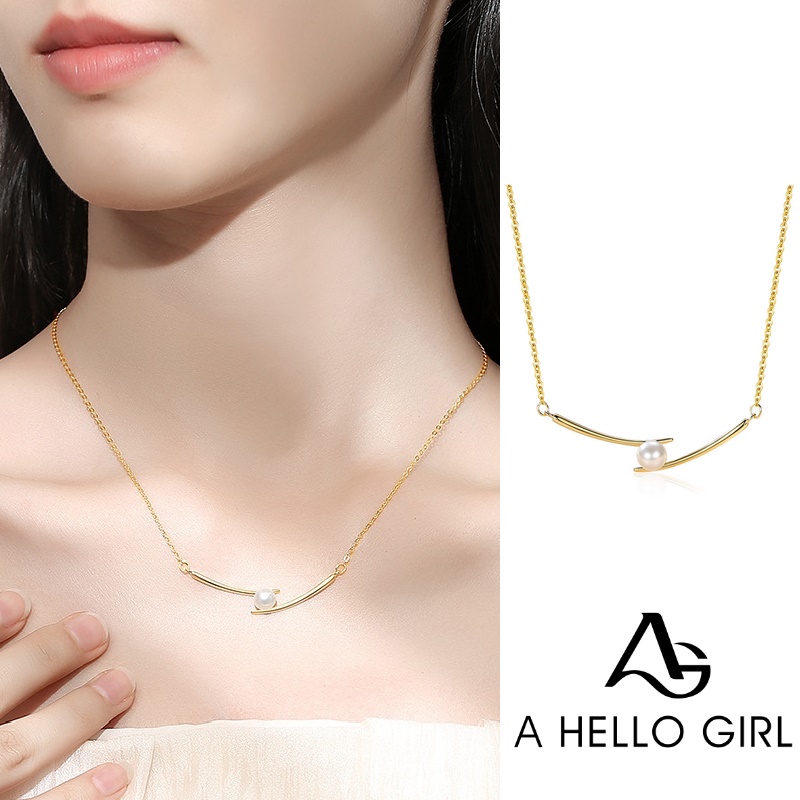 Ahellogirl Smile Liontin Mutiara Hadiah Kalung Lapis Emas Untuk Pacar