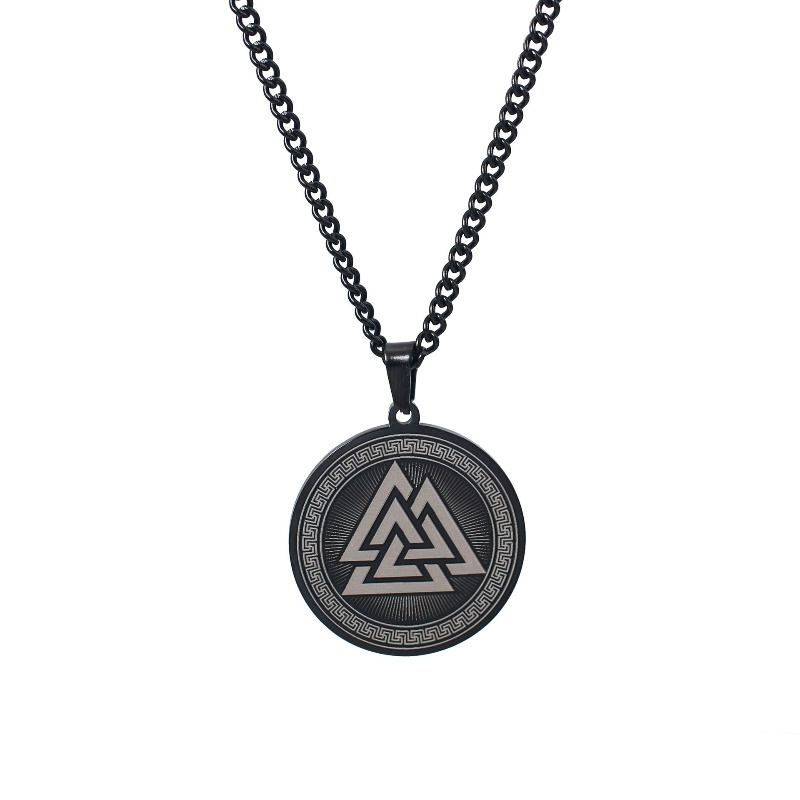 Z H Perhiasan Hip Hop Rock Stainless Steel Nordic Viking Odin Valknut Segitiga Simbol Liontin Untuk Pria Dan Wanita Fashion Baja Titanium Kalung Vintage Punk Aksesoris Pesta