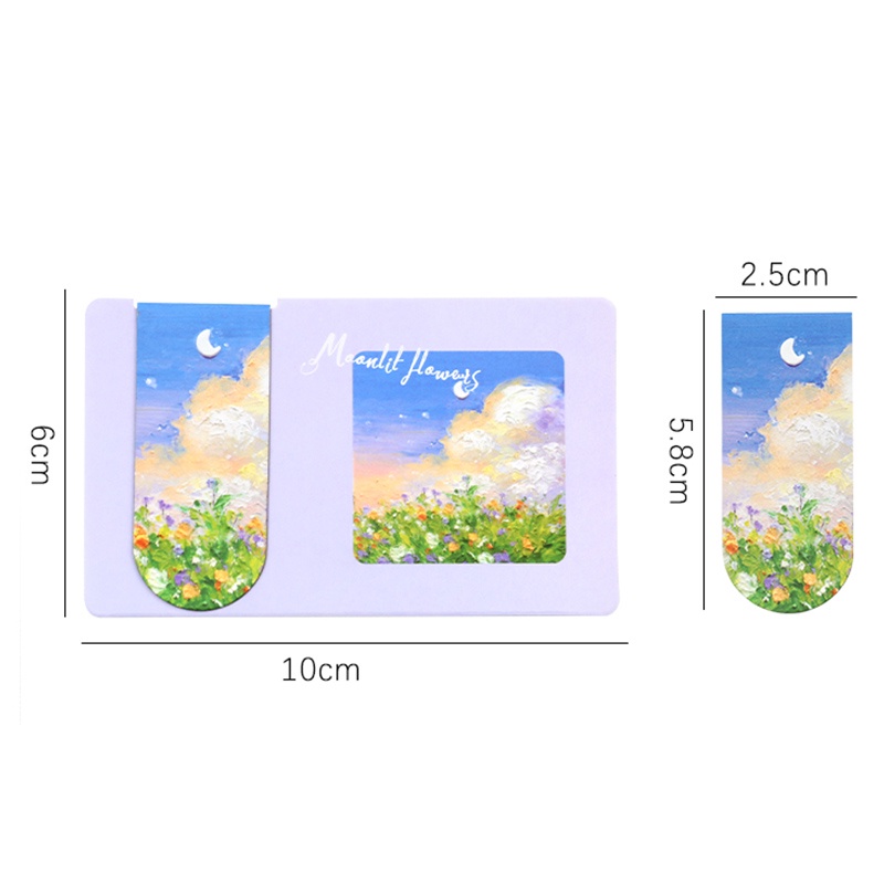 3pcs Seri Lukisan Minyak Cantik Bookmark Magnet Siswa Mini Book Page Folder