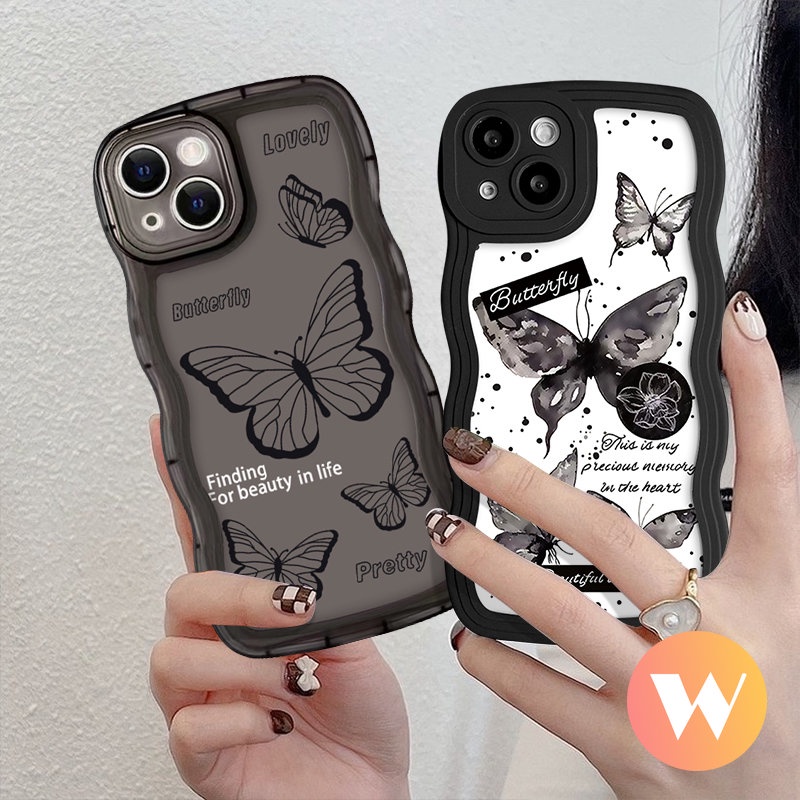 Wavy Edge Soft Fantasy Flower Butterfly Casing Realme C35 C12 C30 C21Y C25Y C25s C20 C15 C11 C25 C3 C17 C20A C33 Realme 6i 8Pro 9i 5 5i 9 Pro+10 7 7i 5s 8i 8 Cover Hitam Vintage