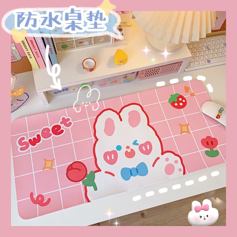 Little Bear Rabbit Desk Mat Kartun Kulit Alas Meja Tulis Meja PVC Mat Tahan Air Non Slip Alas Tikus