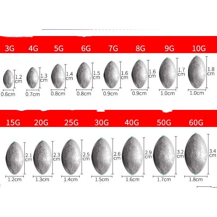3g/5g/7g/10g/20g/30g Memancing Telur Memimpin Pemberat Drop Bass Pemberat Sinker Tackle Air Asin Casting Memancing Sinkers Set Oval Air Tawar
