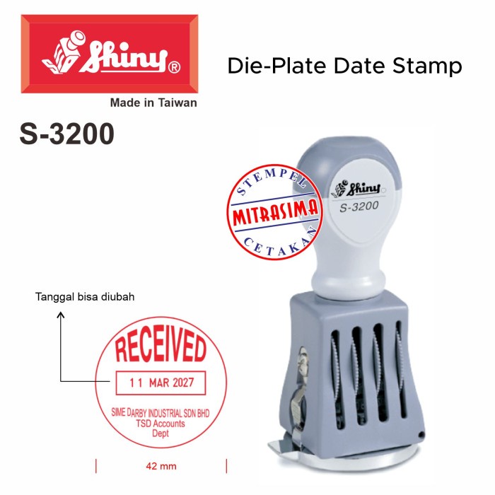 

Stempel Shiny S-3200 ( CUSTOM Die Plate Dater S3200 Tipe S 3200 )