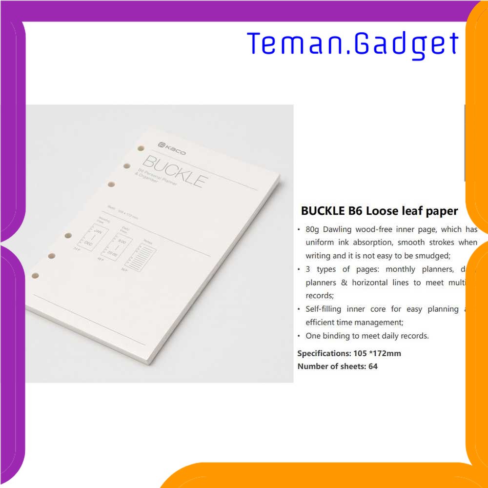 TG - ATK KACO BUCKLE B6 Kertas Refil Personal Planner 64 Lembar