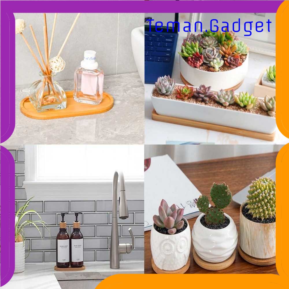 TG - DPR FINDOHOPE Tatakan Pot Kayu Alas Bunga Bamboo Tray Succulent Cactus - OE0094