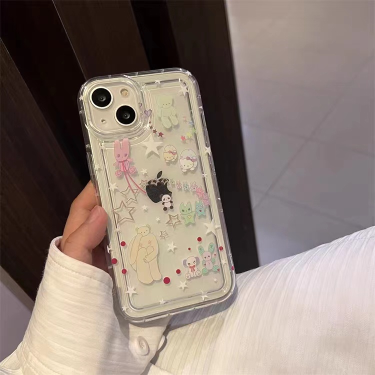 IPHONE Casing Ponsel Iphone11 Cocok Untuk 14 14pro 14plus 13 13mini 13pro 13prm iPhone12 7Plus 8Plus Xr XS 13 12mini Pro Max Empat Sudut Casing Ponsel Transparan Tahan Guncangan