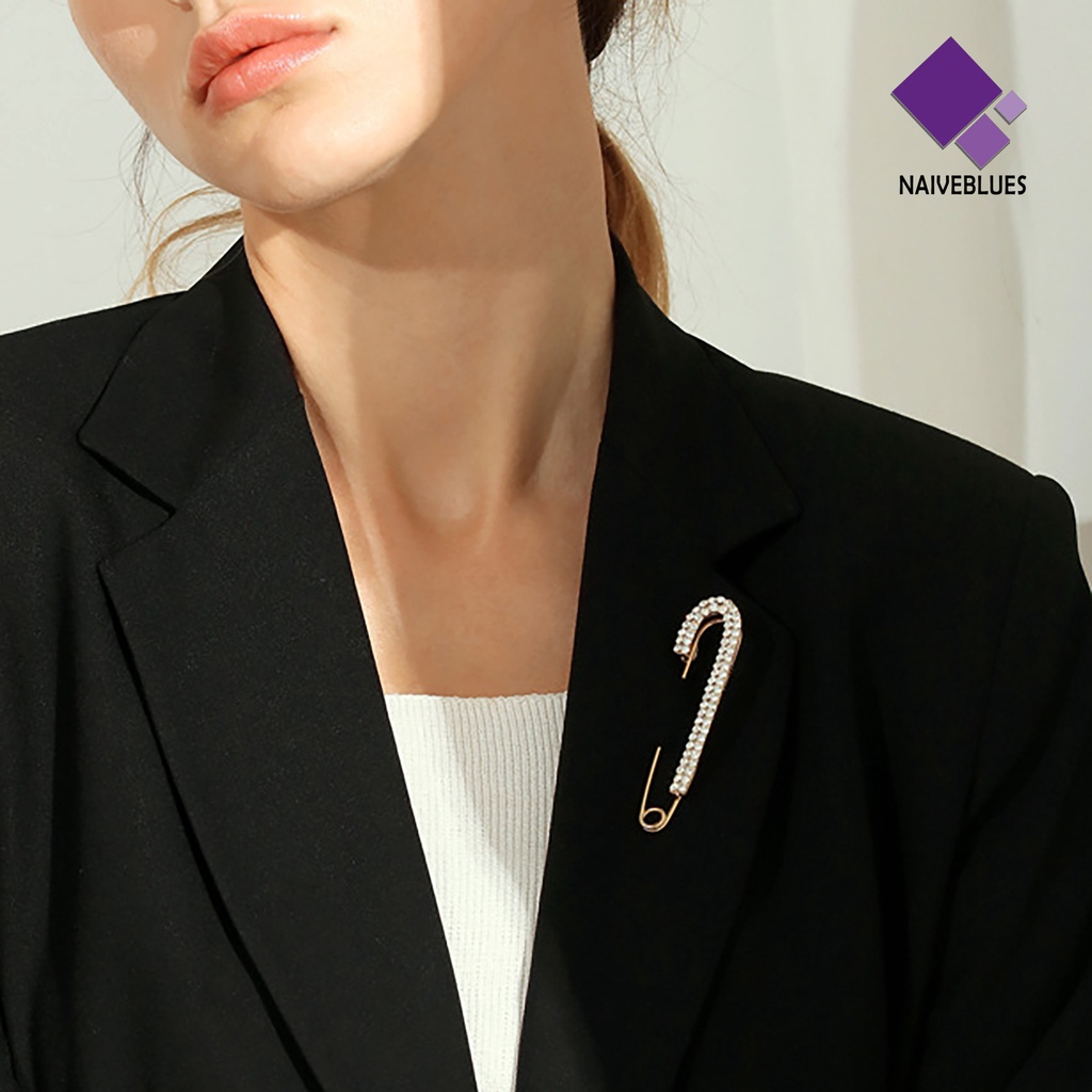 &lt; Naiveblues &gt; Indah Anti-Exposure Bros Pin Wanita Bersinar Berlian Imitasi Safety Pin Kostum