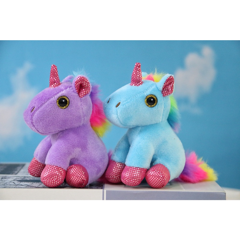 Rainbow Unicorn Plush Doll Liontin Tas Gantungan Kunci Hadiah Pasangan Pernikahan Cakar Sprinkler