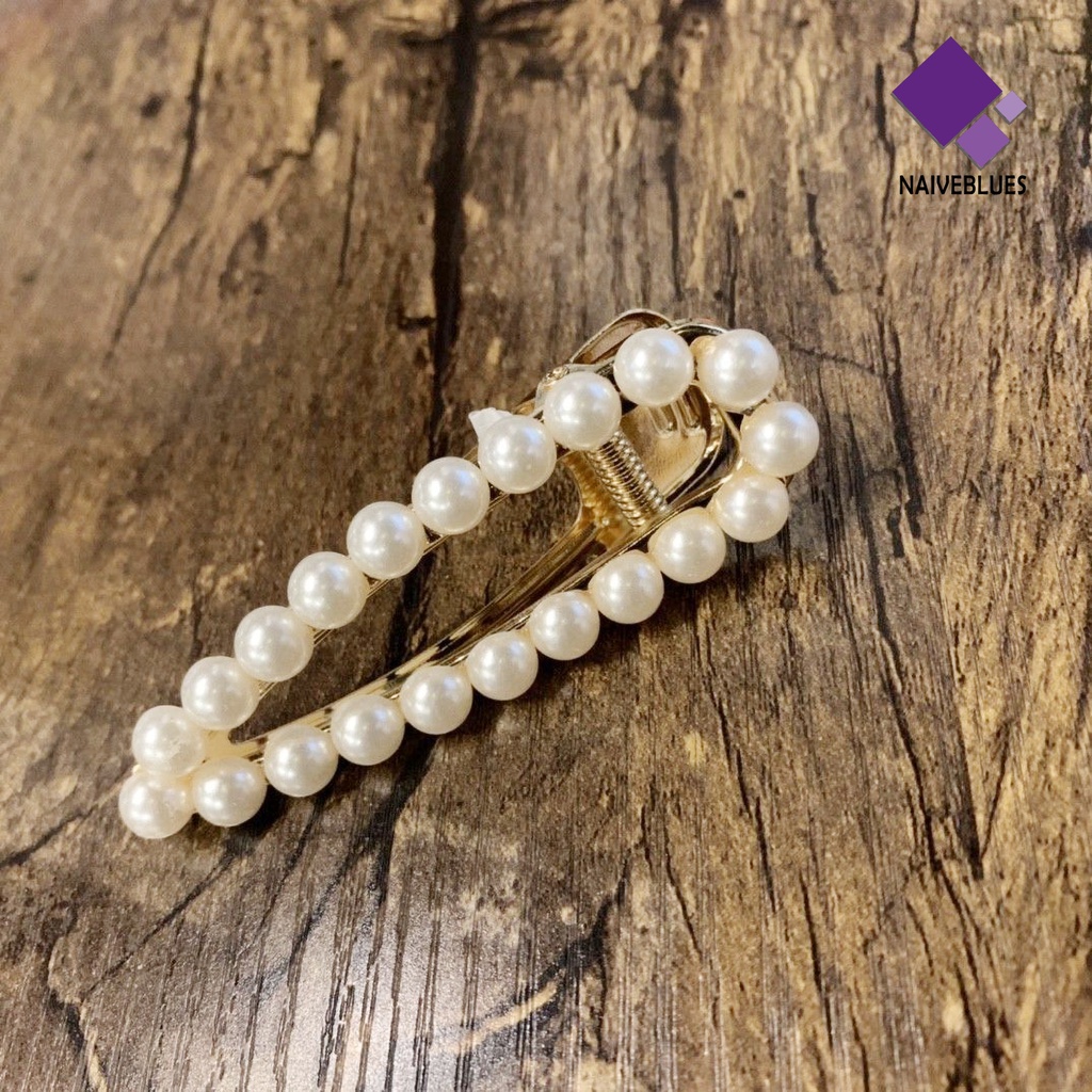 &lt; Naiveblues &gt; 6Pcs/Set Gunting Mutiara Imitasi Elegan Bentuk Bulu Klip Jepit Ornamen
