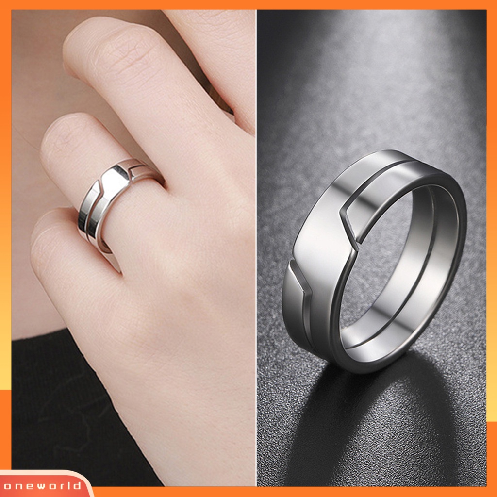 [EONE] Cincin Pasangan Klasik Geometri Glossy Hias Semua Pertandingan Hadiah Perhiasan Stainless Steel Pria Wanita Kepribadian Pola Garis Pertunangan Jari Cincin Untuk Pakaian Sehari-Hari