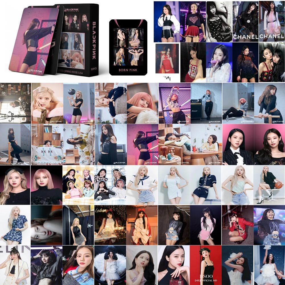 55pcs/box Hitam-PINK BPTG Photocards ROSE JISOO JENNIE LISA Lomo Cards THE GAME Blackpink Kpop Postcards Blackpink