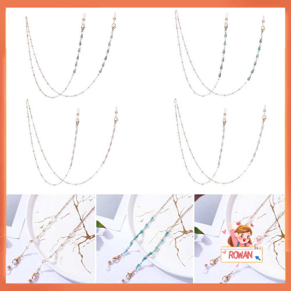 R-flower Glasses Chain Wanita Pria Kalung Rantai Manik-Manik Kristal Logam