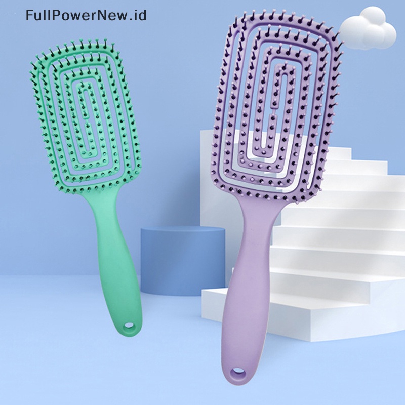 Power Wanita Pijat Rambut Sisir Bulu nylon Hairbrush Wet Curly Detangle Hair Brush ID