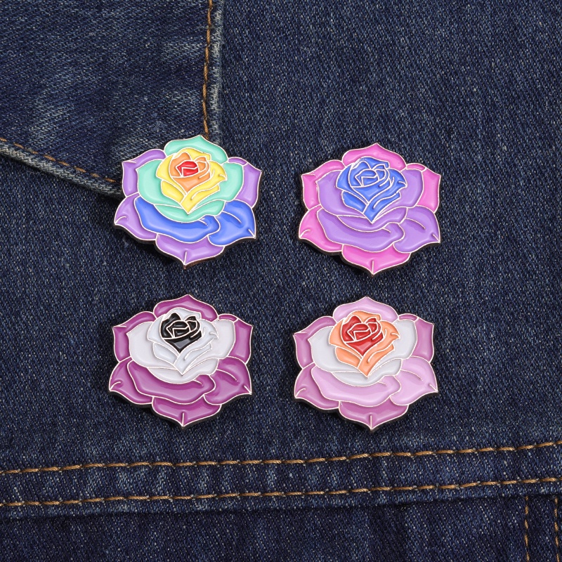 Warna-warni Mawar Enamel Pin Lucu Mawar Bros Lencana Kerah Pin Kartun Tanaman Perhiasan Ransel Pakaian Lencana Hadiah Untuk Teman