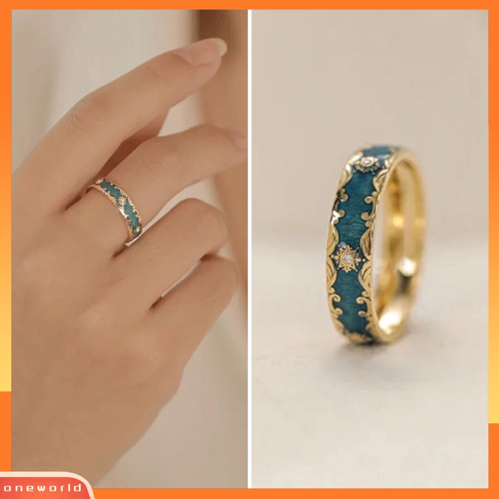 [EONE] Wanita Cincin Temperamen Ultralight Mengkilap Gaya Sederhana Gaun Elegan Paduan Berkilau Wanita Cincin Perhiasan Hadiah Untuk Wanita