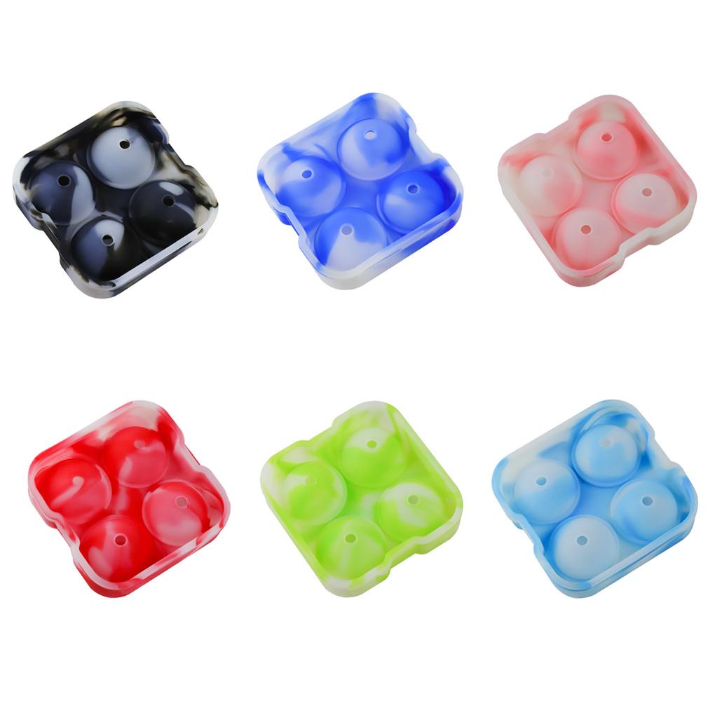 Ice Cube Tray 4grids Silicone Cetakan Bola Es Reusable Kitchen Bar Baking Maker Dengan Tutup